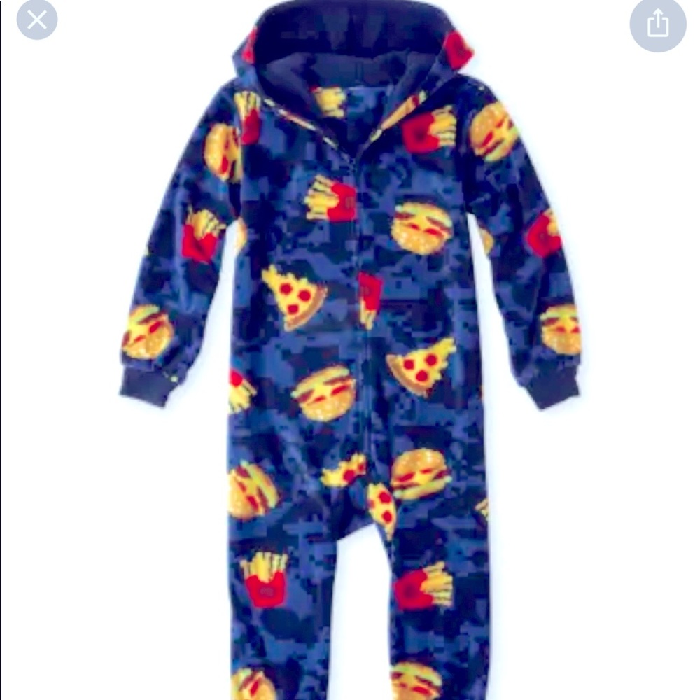 Children place boys food fleece one piece pajamas